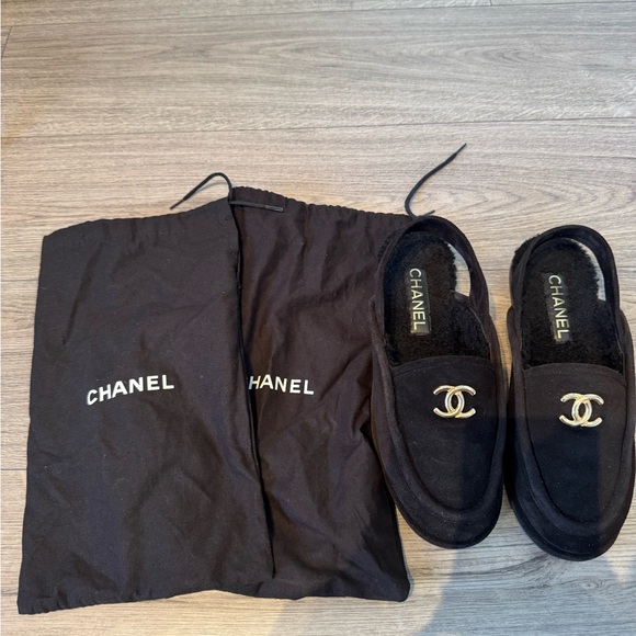 CHANEL BLACK SUEDE SLINGBACK LOAFERS - WORN ONCE SIZE 39.5 - Picture 2 of 7